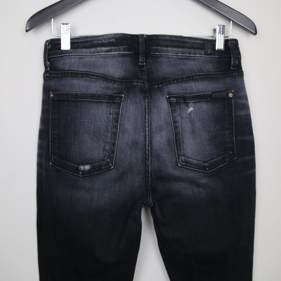 7 For All Mankind The High Waist Skinny Semi Distressed Denim Jeans - Picture 7 of 8